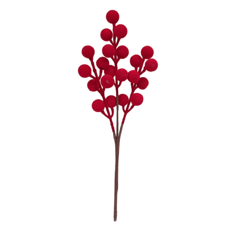 RAMO BACCHE 23CM ROSSO   EFFETTO VELLUTO