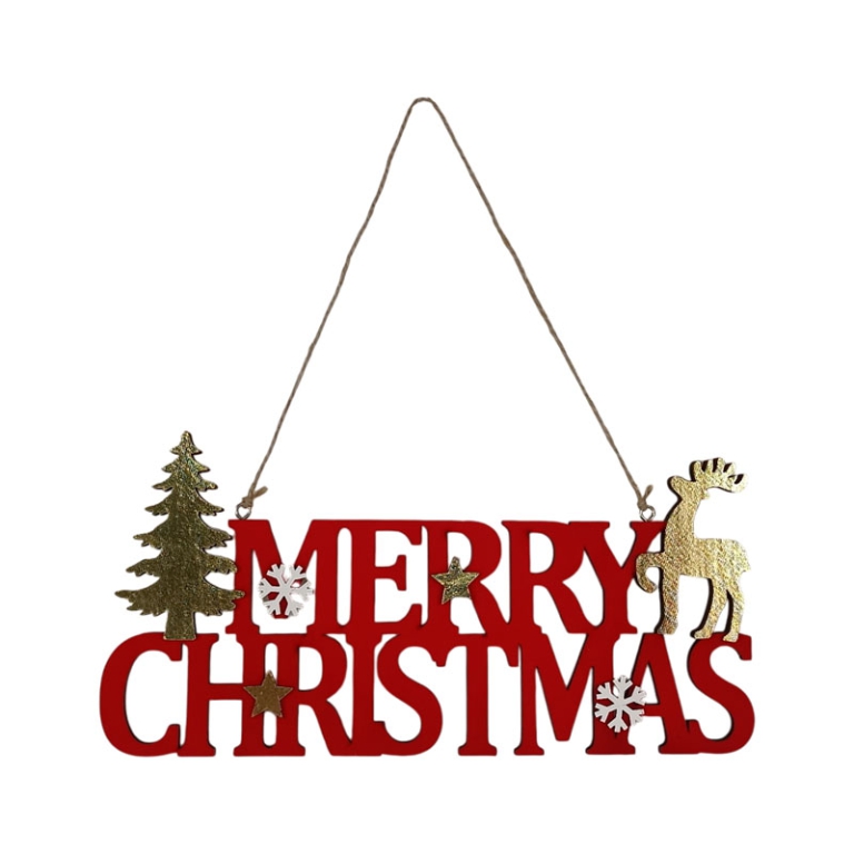 ADDOBBO SCRITTA MERRY CHRISTMAS LEGNO APPENDIBILE