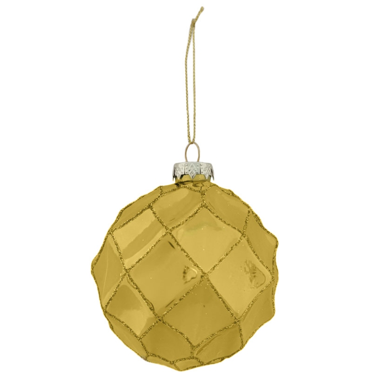 SFERA PLASTICA D100MM ORO ROMBI GLITTERATI