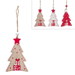 DECORO DA APPENDERE 2 PEZZI  ALBERO LEGNO SOGGETTI ASSORTITI