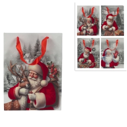 SHOPPER 18X24X8CM BABBO  NATALE C/EFFETTO VELLUTO