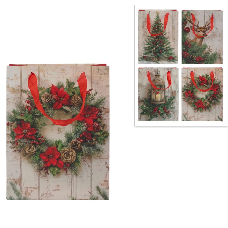SHOPPER 12X16X6,5CM SCENARIO NATALE SOGGETTI ASSORT.