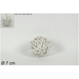 SFERE 6PZ D7CM LEGNO INTRECCIATO BIANCO