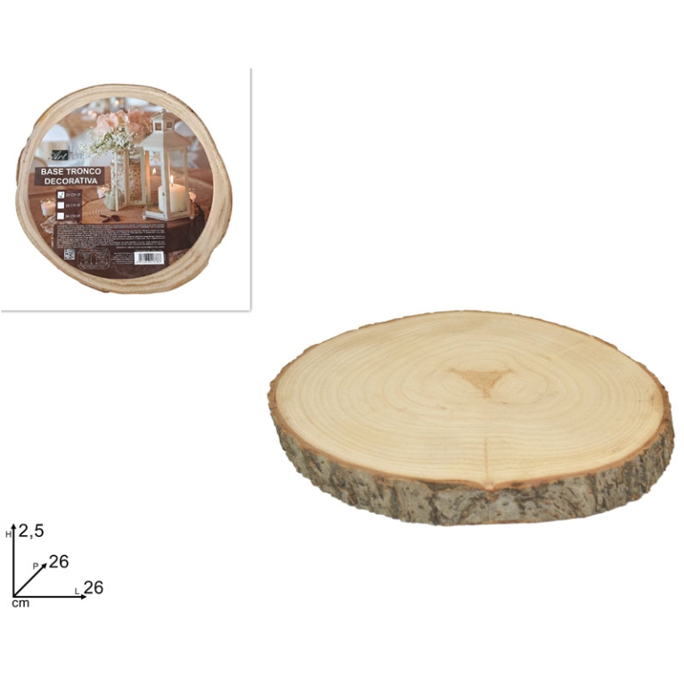 BASE D26CM TRONCO LEGNO