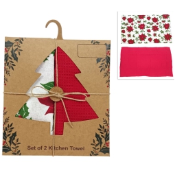 TOVAGLIETTA 40X60 SET 2PZ NATALIZIA COTONE