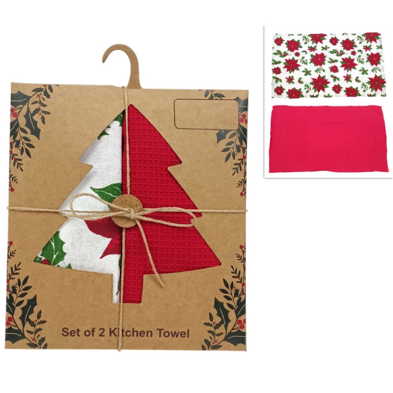 TOVAGLIETTA 40X60 SET 2PZ NATALIZIA COTONE