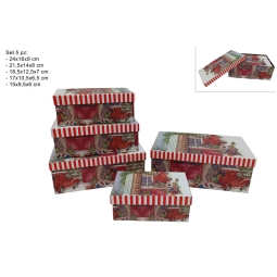SCATOLE MATRIOSKA SET 5PZ AUTO NATALE RETTANGOLARI