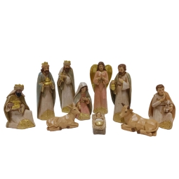 DECORO NATIVITÀ 10PZ H15CM EFFETTO LEGNO