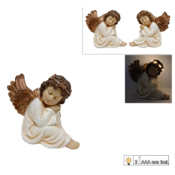 ANGELO SEDUTO 18CM CON LUCE BIANCO ORO SOGGETTI ASSORTITI