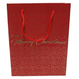 SHOPPER 32X10H26CM POIS MERRY CHRISTMAS ROSSA