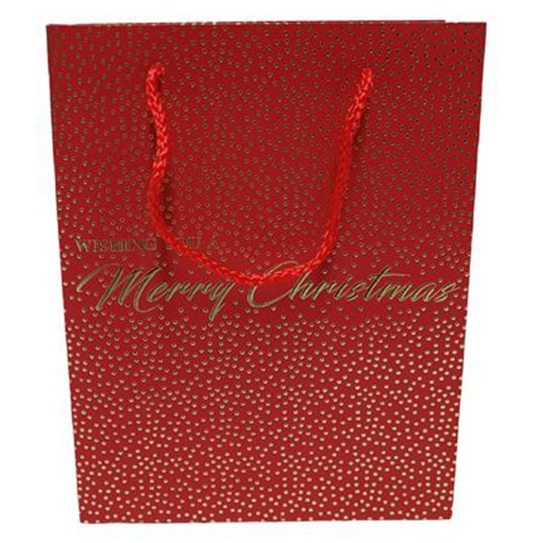 SHOPPER 32X10H26CM POIS MERRY CHRISTMAS ROSSA