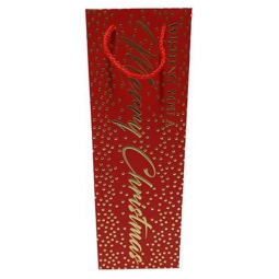 SHOPPER BOTTIGLIA 12X11H36CM POIS MERRY XMAS ROSSO