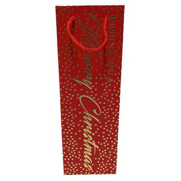 SHOPPER BOTTIGLIA 12X11H36CM POIS MERRY XMAS ROSSO