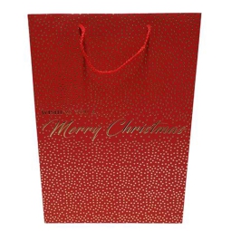 SHOPPER 42X12H30CM POIS MERRY CHRISTMAS ROSSA