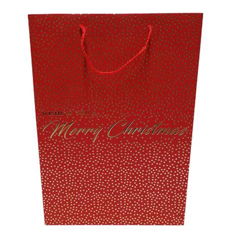 SHOPPER 42X12H30CM POIS MERRY CHRISTMAS ROSSA