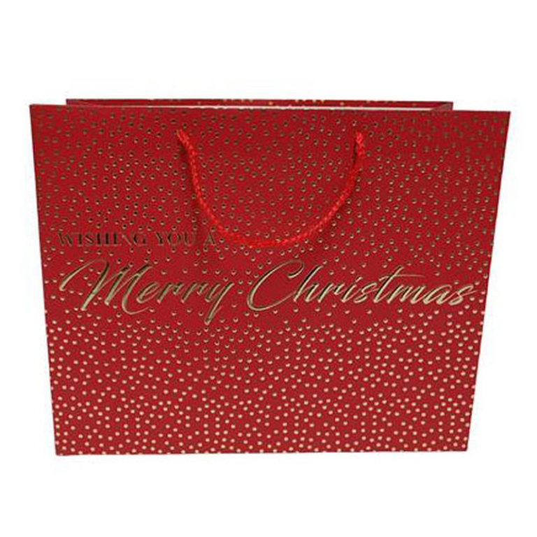 SHOPPER 32X12H26CM POIS MERRY CHRISTMAS ROSSA