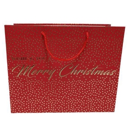 SHOPPER 40X12H30CM POIS MERRY CHRISTMAS ROSSA