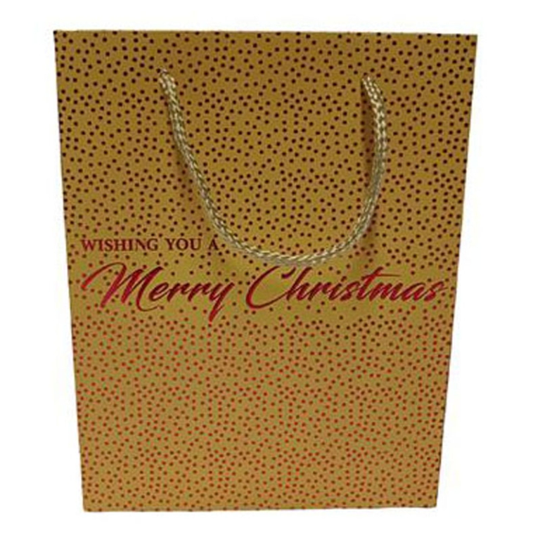 SHOPPER 26X10H32CM POIS MERRY CHRISTMAS ORO