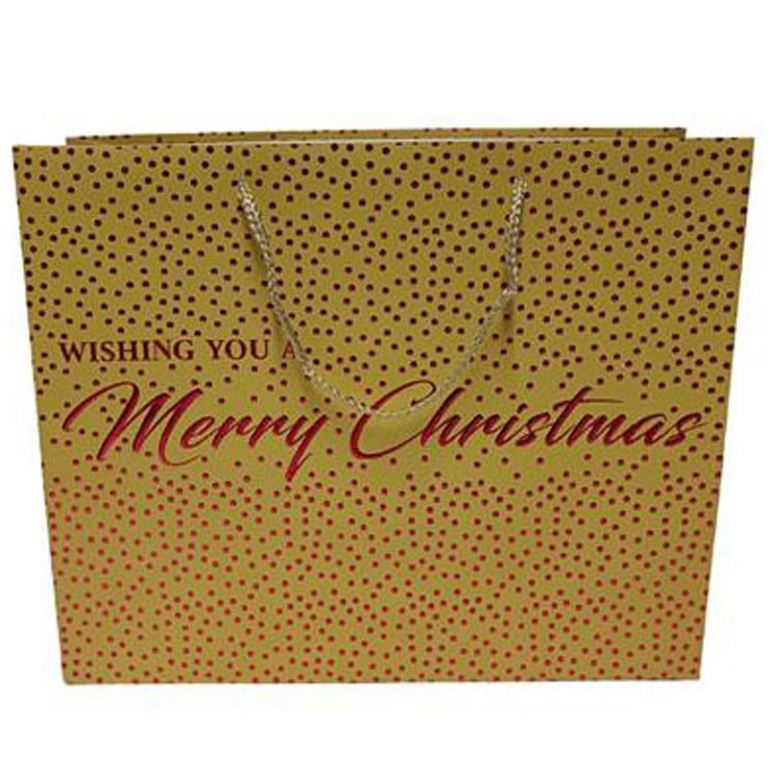 SHOPPER 32X12H26CM POIS MERRY CHRISTMAS ORO