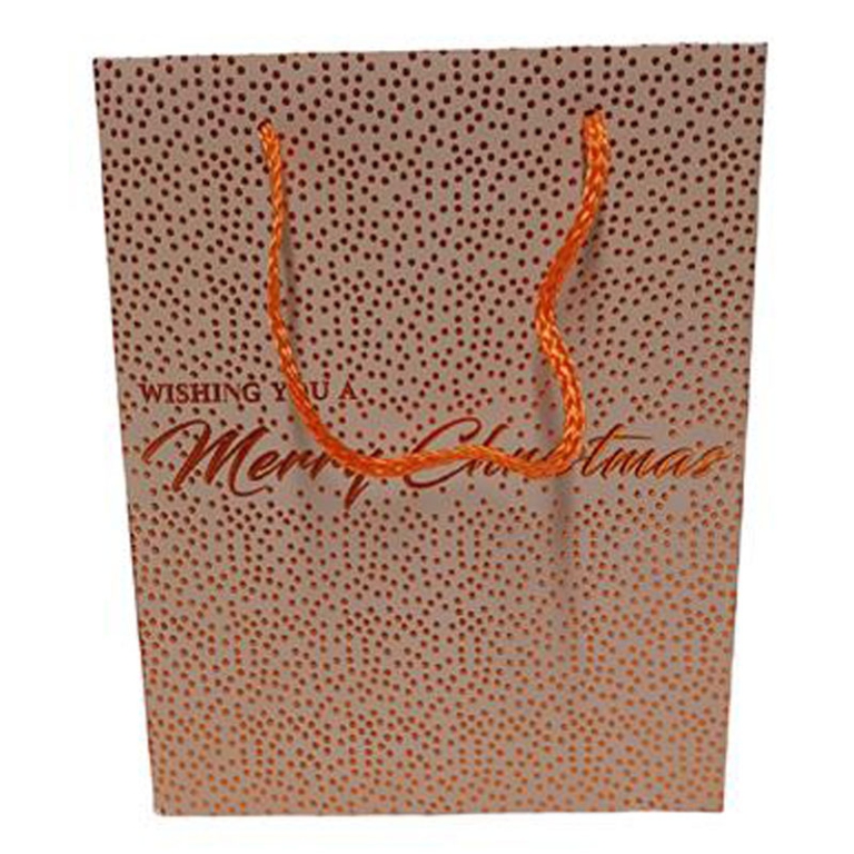 SHOPPER 26X10H32CM POIS MERRY CHRISTMAS BEIGE