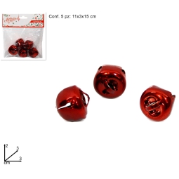 CAMPANELLINI METALLO 5PZ 3CM ROSSO