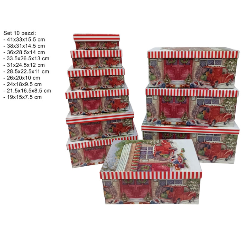 SCATOLE MATRIOSKA SET 10PZ AUTO NATALE RETT.GRANDE