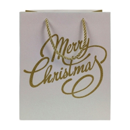 SHOPPER 27X12H33CM BIANCA GLITTER ORO MERRY XMAS