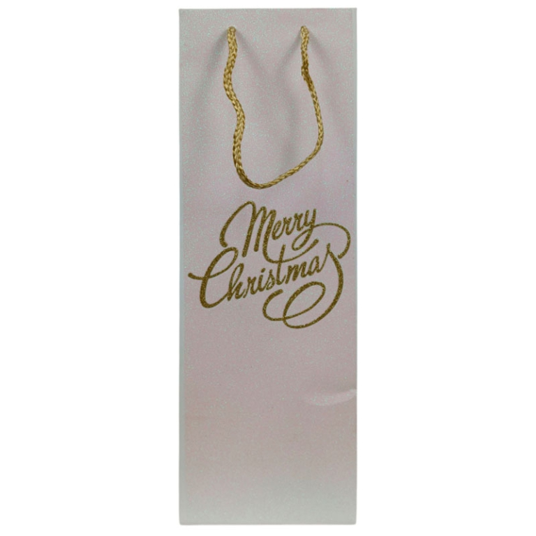 SHOPPER BOTTIGLIA 12X9H36CM GLITTER MERRY XMAS ORO