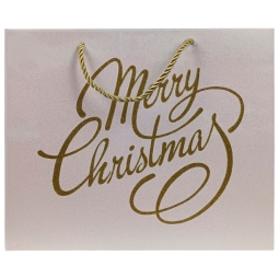 SHOPPER 31X12H26CM BIANCA GLITTER MERRY XMAS ORO