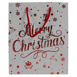 SHOPPER 20X10H25CM BIANCA DECORO MERRY XMAS ROSSO