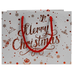 SHOPPER 23X10H18CM BIANCA DECORO MERRY XMAS ROSSO