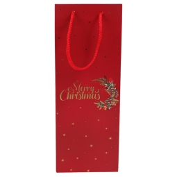 SHOPPER BOTTIGLIA 12X9H36CM MERRY XMAS ROSSO