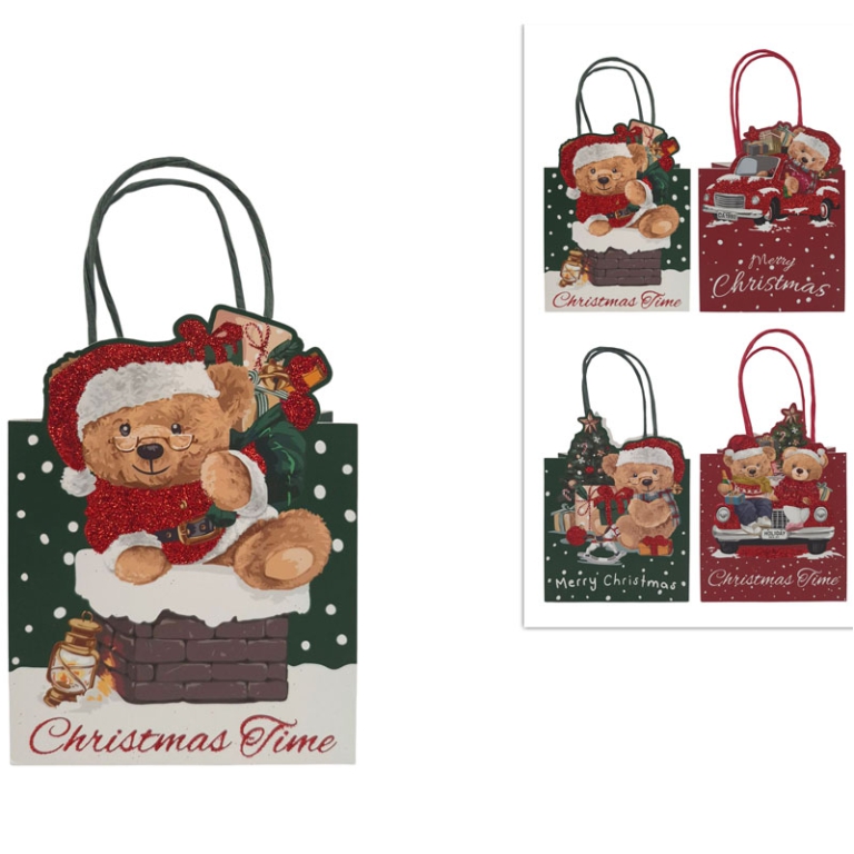 SHOPPER 12X16,5X6,5CM ORSETTO RILIEVO GLITTER ASSORTITI
