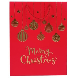 SHOPPER 30X12H42CM ROSSA DECORO SFERE ORO