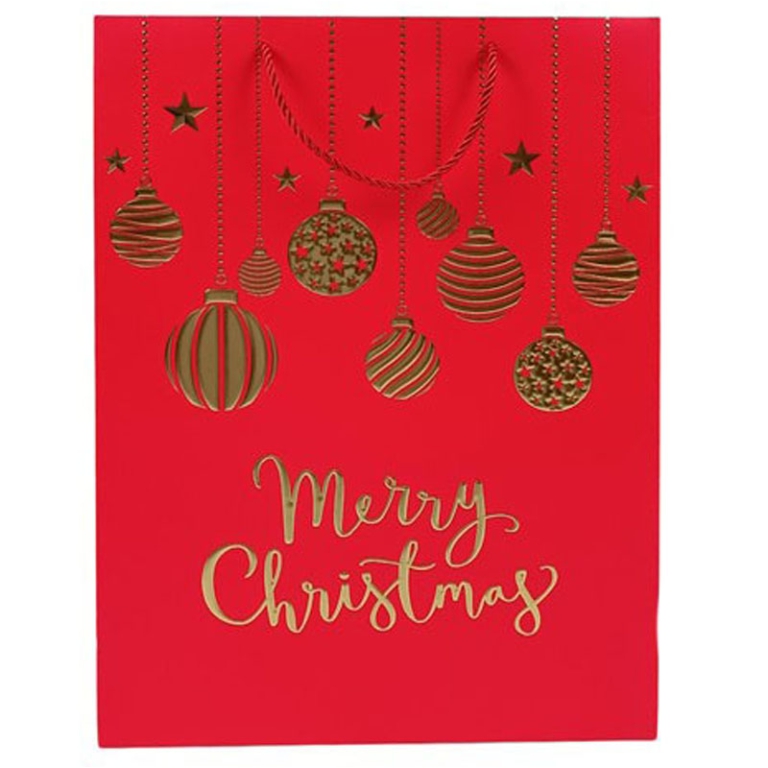 SHOPPER 30X12H42CM ROSSA DECORO SFERE ORO