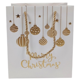 SHOPPER 26X12H32CM BIANCA DECORO SFERE ORO