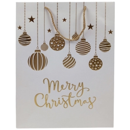 SHOPPER 30X12H42CM BIANCA DECORO SFERE ORO