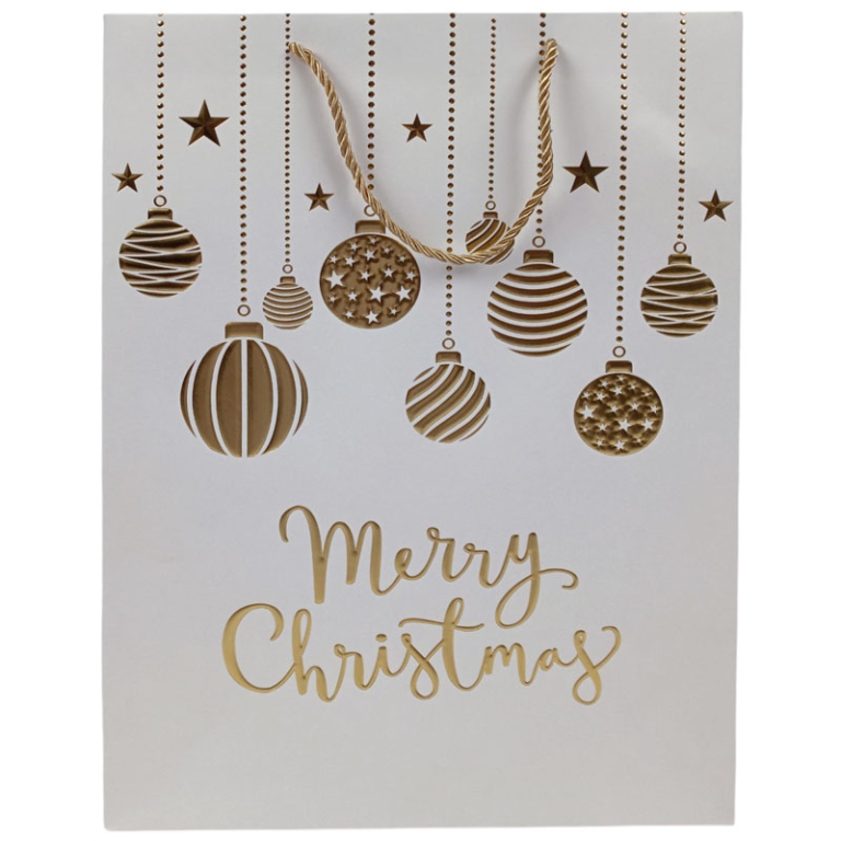 SHOPPER 30X12H42CM BIANCA DECORO SFERE ORO