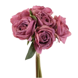 BOUQUET 6 ROSE FUCSIA 32CM