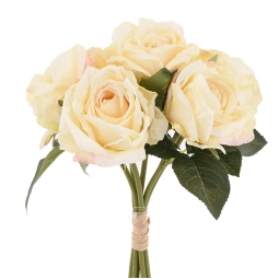 FIORE MAZZO DI 6 ROSE PESCA H32CM