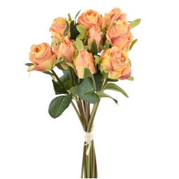 FIORE MAZZO DI 11 ROSE ARANCIO H38CM