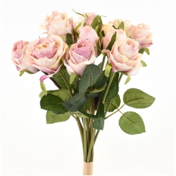FIORE MAZZO DI 11 ROSE ROSA H38CM