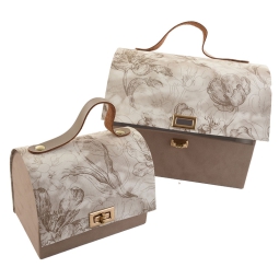 SCATOLA BORSA SET 2PZ MARRONE 24X18X15 16X13X10