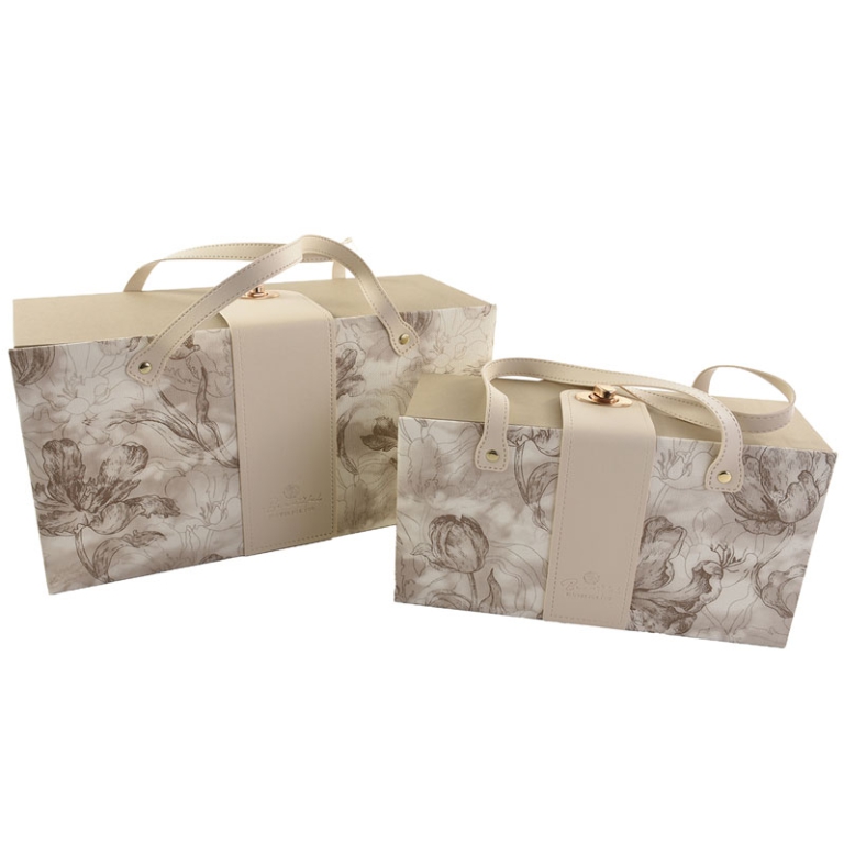 SCATOLA BORSA SET 2PZ MARRONE 35X18X13 26X14X9