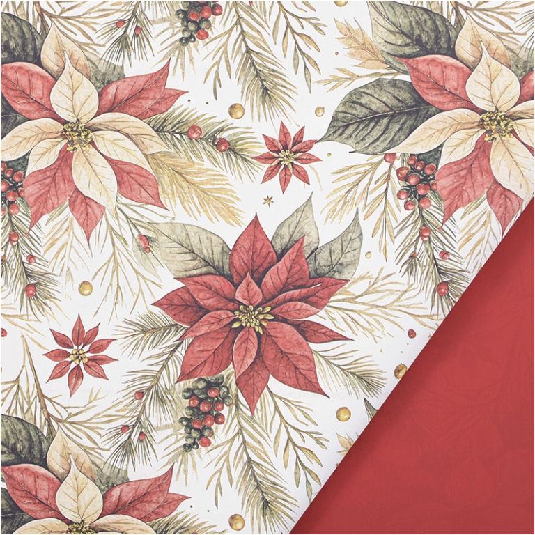 BOBINA PPL 100CMX25MT WINTER BLOOM BIANCO/ROSSO
