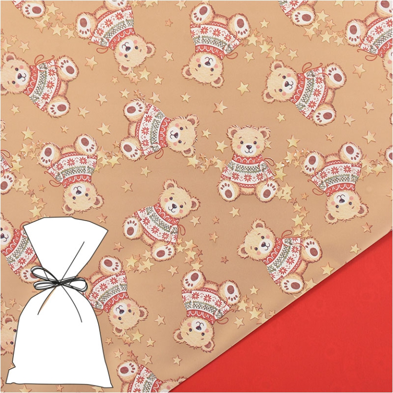 BUSTE CELLO 16X25CM 50PZ ORSETTI FONDO ORO/ROSSO