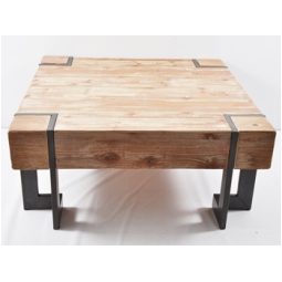 TAVOLINO LEGNO 90X90H40CM GAMBE FERRO