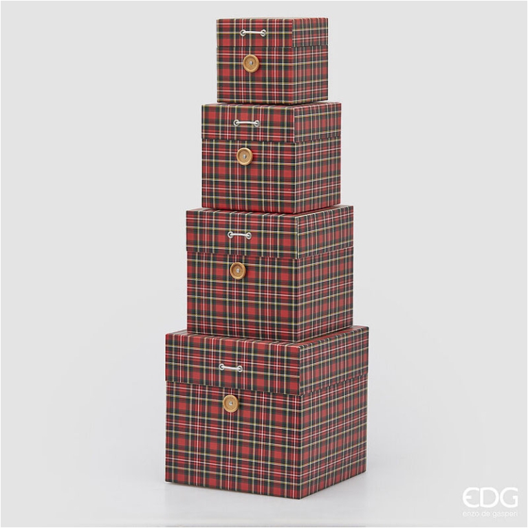 SCATOLA SET 4PZ TARTAN   DECORO SCOZZESE