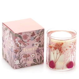 CANDELA VASO VETRO FIORI H9CM 170GR PROFUMATA