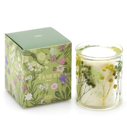 CANDELA VASO VETRO FIORI H9CM 170GR PROFUMATA
